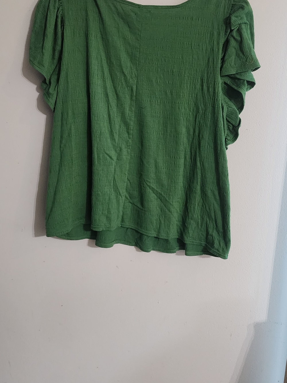 Max Studio London Green Crochet Trim Flutter Sleeve Top Size 1X - Picture 4 of 4